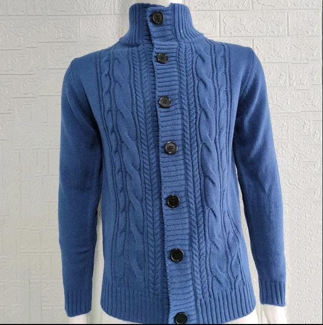 Men's Sweater Slim Fit Cardigan Knitted Single Breasted Button Winter Stand Collar Cardigan S4450721 - Tuzzut.com Qatar Online Shopping
