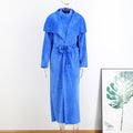 Belt Coral Fleece Women Long Cardigan Dress 2 Piece Set Autumn Full Sleeve Lapel Coat M B-32015 - Tuzzut.com Qatar Online Shopping