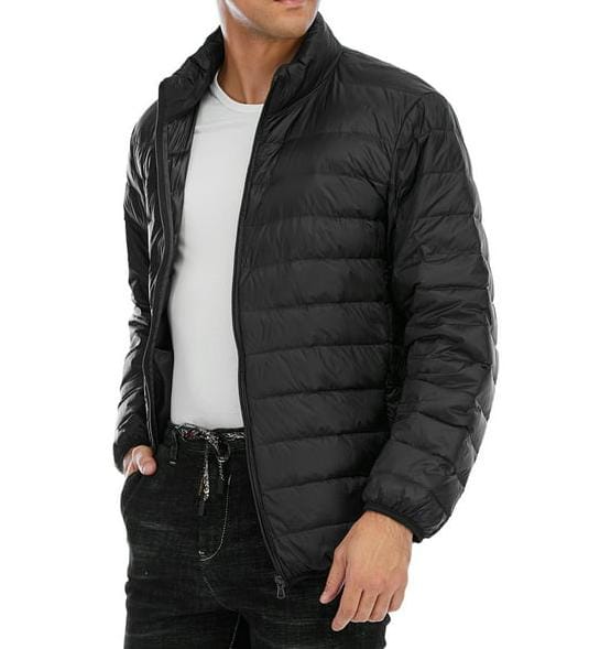 Men Ultra Light Weight Duck Down Jacket Thin Coat Stand Collar Spring Autumn Casual Simple Outerwear 2XL B-585732 - Tuzzut.com Qatar Online Shopping