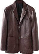 Autumn and winter leather men's trend handsome slim fashion Blazer business coat leisure motorcycle leather Blazer S4705030 - Tuzzut.com Qatar Online Shopping