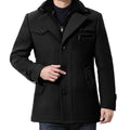 Winter Men's Casual Wool Trench Coat Fashion Business Medium Solid Thicken Slim Windbreaker Overcoat Jacket Male Plus Size 2XL JATJ05 - Tuzzut.com Qatar Online Shopping