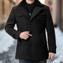 Winter Men's Casual Wool Trench Coat Fashion Business Medium Solid Thicken Slim Windbreaker Overcoat Jacket Male Plus Size 2XL JATJ05 - Tuzzut.com Qatar Online Shopping