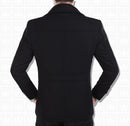 Winter Men's Casual Wool Trench Coat Fashion Business Medium Solid Thicken Slim Windbreaker Overcoat Jacket Male Plus Size 2XL JATJ05 - Tuzzut.com Qatar Online Shopping