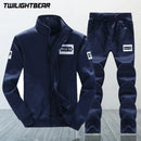 New Men's Sweatsuits Male Trucksuit Spring Autumn Stand Collar Letter Printing Sportswear Set Men Sweatshirts L S4057882 - Tuzzut.com Qatar Online Shopping