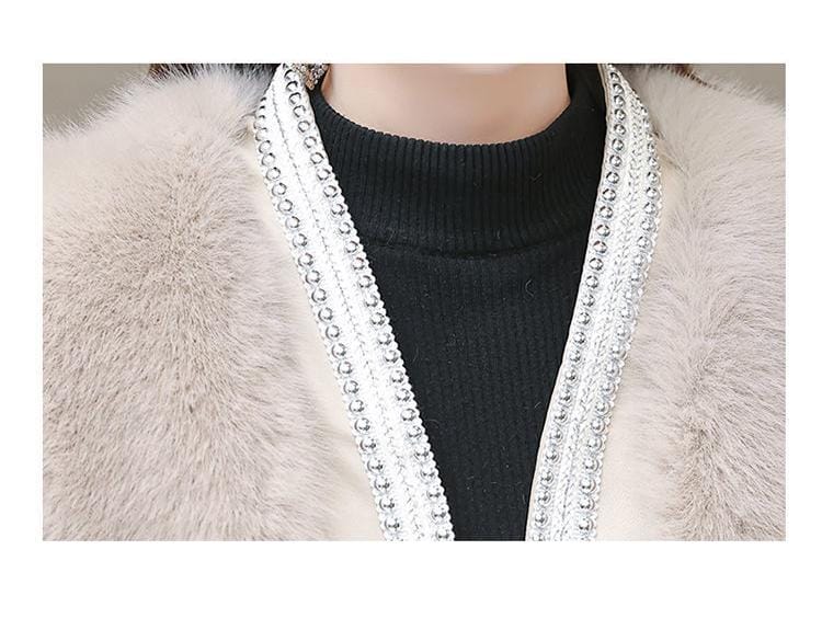 Fashion Slim White Furry Jacket Women 2023 Autumn Winter Thick Warm Faux Leather Fur Coat M B-33531 - Tuzzut.com Qatar Online Shopping