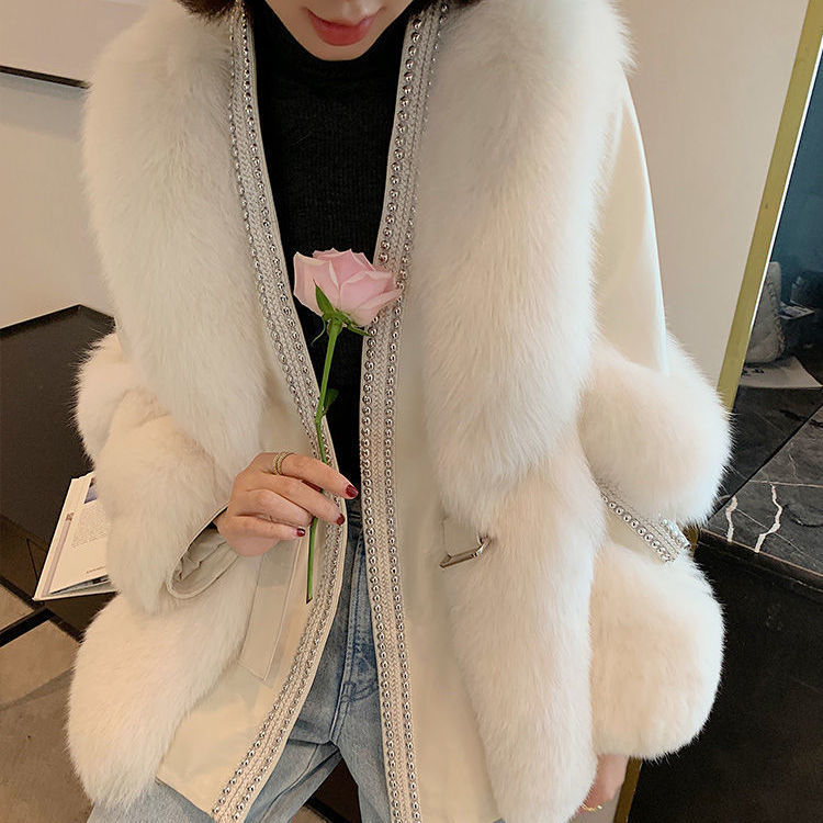 Fashion Slim White Furry Jacket Women 2023 Autumn Winter Thick Warm Faux Leather Fur Coat M B-33531 - Tuzzut.com Qatar Online Shopping