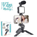 Video Vlog Making Tripod Kit with Mic & Light AY-49 - Tuzzut.com Qatar Online Shopping