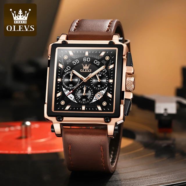 OLEVS Chronograph Watch for Men Square X7341246 - Tuzzut.com Qatar Online Shopping