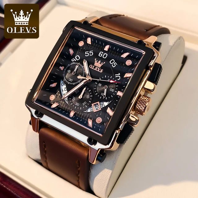 OLEVS Chronograph Watch for Men Square X7341246 - Tuzzut.com Qatar Online Shopping
