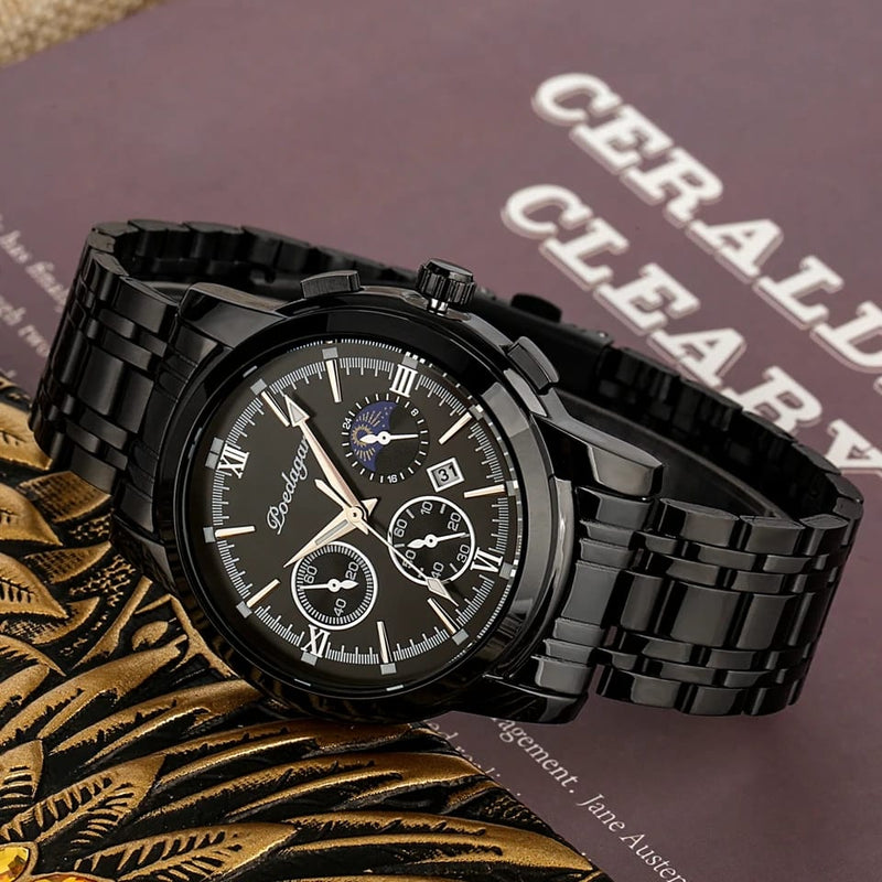 Mens Luxury Business Watches Stainless Steel Luminous Quartz Wristwatch W719241 - Tuzzut.com Qatar Online Shopping
