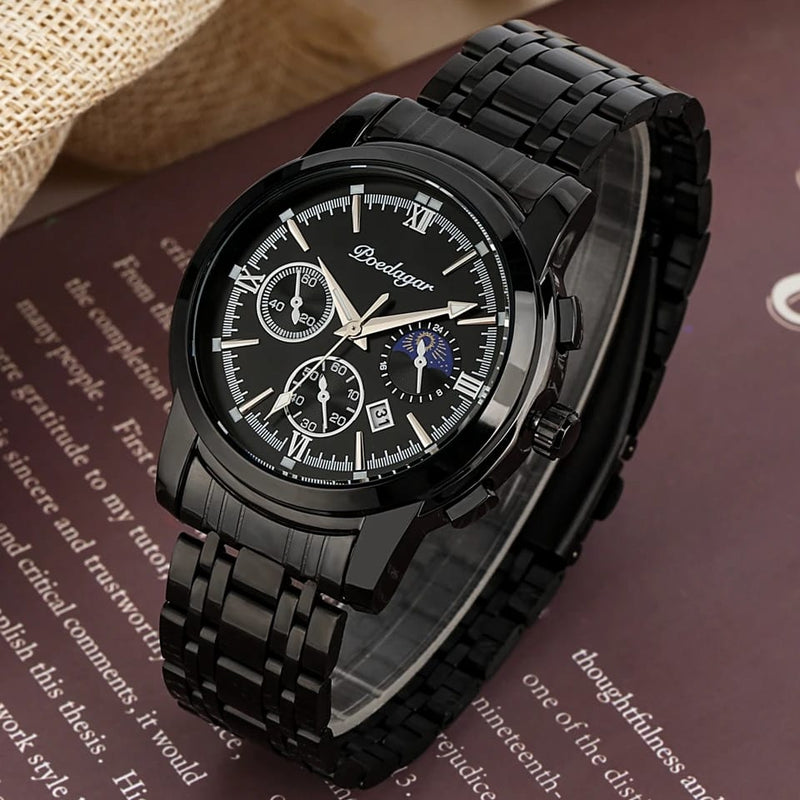 Mens Luxury Business Watches Stainless Steel Luminous Quartz Wristwatch W719241 - Tuzzut.com Qatar Online Shopping