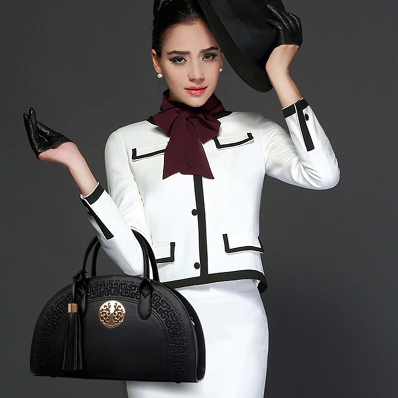 Women Messenger Shoulder Bags PU Leather Sequin Patch Tassel Fringe Bags X2342716 - Tuzzut.com Qatar Online Shopping