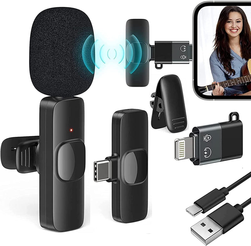 Wireless Lavalier Microphone, for YouTube TikTok Live Stream Video Recording Vlog for Type-C Android & iPhone - Tuzzut.com Qatar Online Shopping