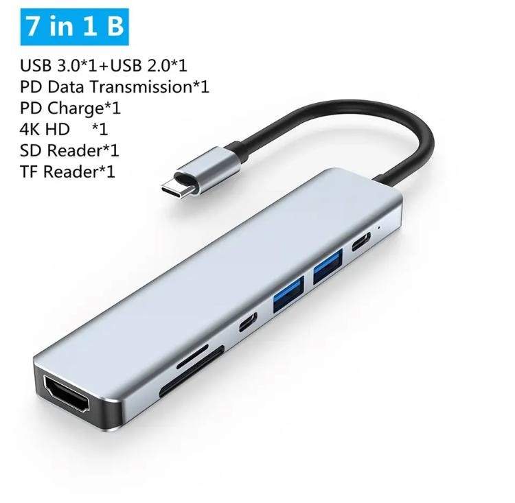 7 in 1USB C Laptop Docking Station HUB To HDMI-compatible USB Hub Adapter - Tuzzut.com Qatar Online Shopping