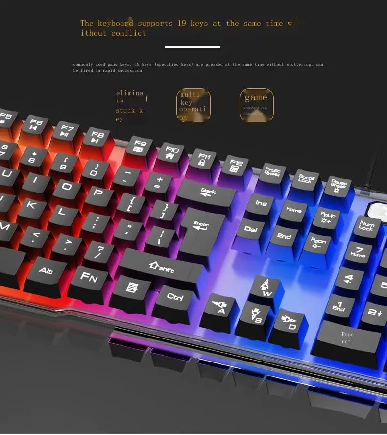 V4 mechanical touch keyboard mouse set game set luminous wired photoelectric keyboard - Tuzzut.com Qatar Online Shopping