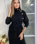 Vintage Winter Black Knitted Dress Ladies L 28020 - Tuzzut.com Qatar Online Shopping
