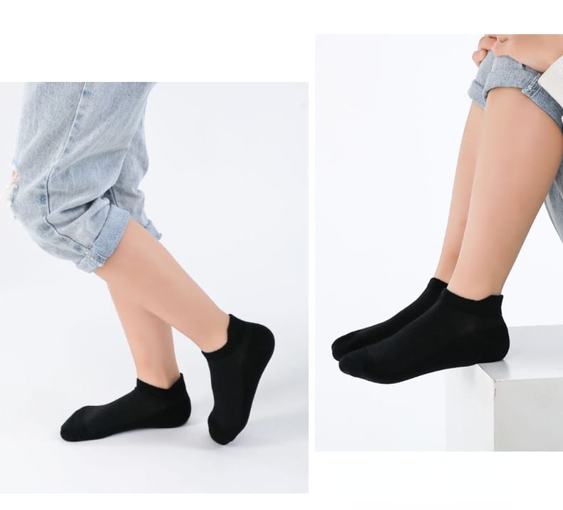 6 Pairs Low Cut Black Ankle Short Cotton Socks 6748 - Tuzzut.com Qatar Online Shopping