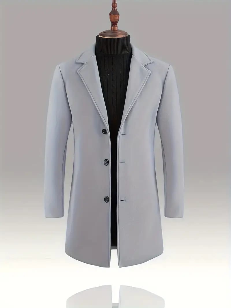 Men's Classic Long Trench Coat, Casual Single Breasted Retro Overcoat For Fall/Winter Jacket 2XL S4170965 - Tuzzut.com Qatar Online Shopping