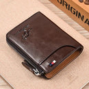 Vintage Business Credit Card Holder Case Anti-Theft Clutch Short Men's Leather Wallet Large Capacity 0188 - Tuzzut.com Qatar Online Shopping