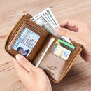 Vintage Business Credit Card Holder Case Anti-Theft Clutch Short Men's Leather Wallet Large Capacity 0188 - Tuzzut.com Qatar Online Shopping