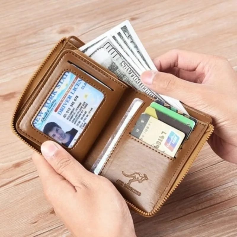 Vintage Business Credit Card Holder Case Anti-Theft Clutch Short Men's Leather Wallet Large Capacity 0188 - Tuzzut.com Qatar Online Shopping