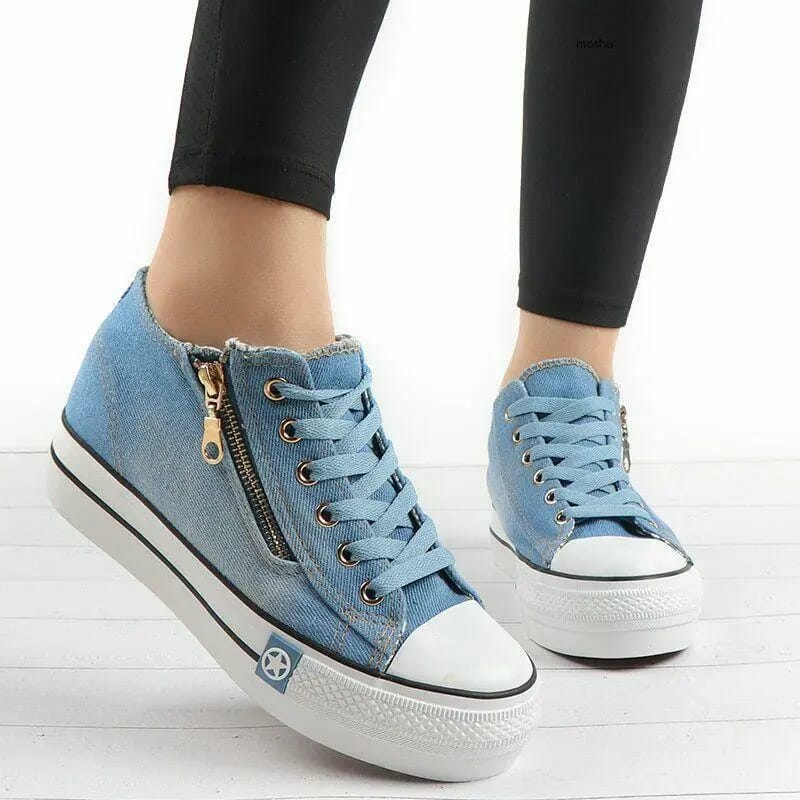 Jeans Blue Ladies Canvas Shoes 37 - Tuzzut.com Qatar Online Shopping