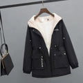 New Women Jackets Zipper Pockets Casual Long Sleeves Coats Winter Hooded Jacket XL B-41495 - Tuzzut.com Qatar Online Shopping