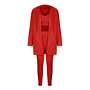 New Autumn Winter Women'S Velvet Pajamas Set Crop Top+Long Pants+Coat 3 Pieces 30495 - Tuzzut.com Qatar Online Shopping