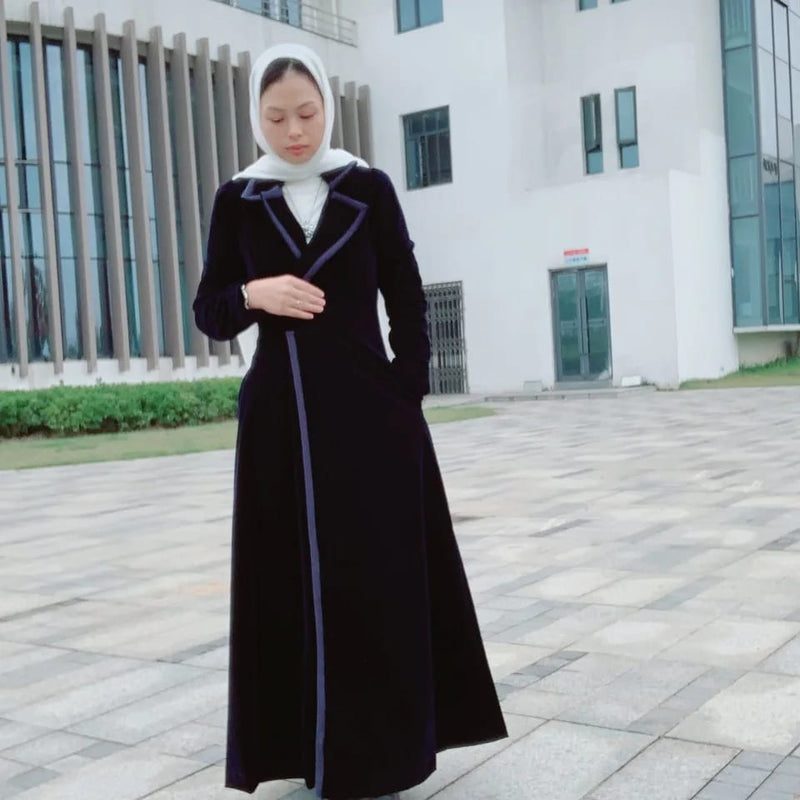 Velvet Black Straight Pant Suit - Hijab Online