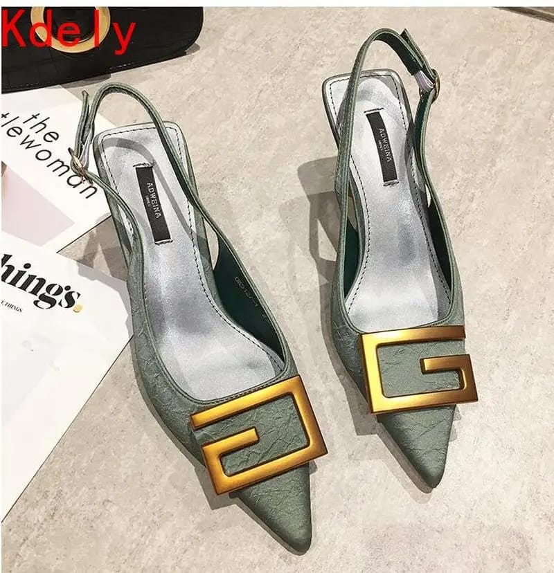 Women Fashion High Heels Soft Leather Heels Pointed Toe Sandal 35 - Tuzzut.com Qatar Online Shopping