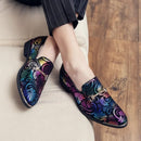 New Men's Tassel Loafers Mens Floral Print Leather Slip-ons Casual Dress Shoes 41 - Tuzzut.com Qatar Online Shopping