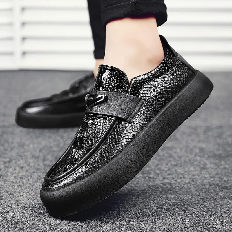 Fashion Men's Loafers Comfort Alligator Leather Pattern Dress Casual Slip on Shoe 42 - Tuzzut.com Qatar Online Shopping