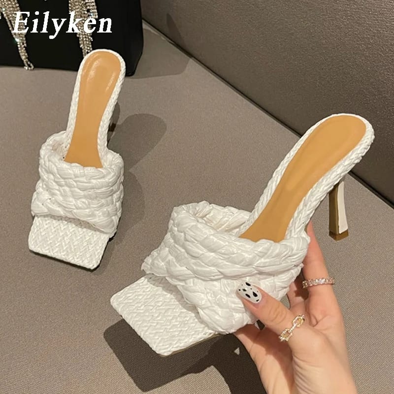 women's woven square toe heel, high quality slippers 37 - Tuzzut.com Qatar Online Shopping