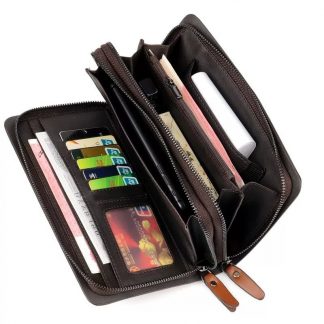Purse Double Zipper Business Male Big Capacity Phone Card Holder Money Clip wallet 8119-2 - Tuzzut.com Qatar Online Shopping