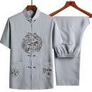 Mens Cotton Linen Short-Sleeved Tang Suit S5004641 - Tuzzut.com Qatar Online Shopping