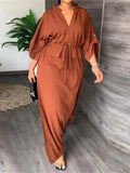 Women's Elegant V-Neck Ruffle Elastic Dress B-93298 - Tuzzut.com Qatar Online Shopping
