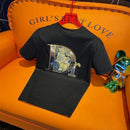 Short Sleeved T-Shirt Gold Print Fashion Two Piece Set TS36 - Tuzzut.com Qatar Online Shopping