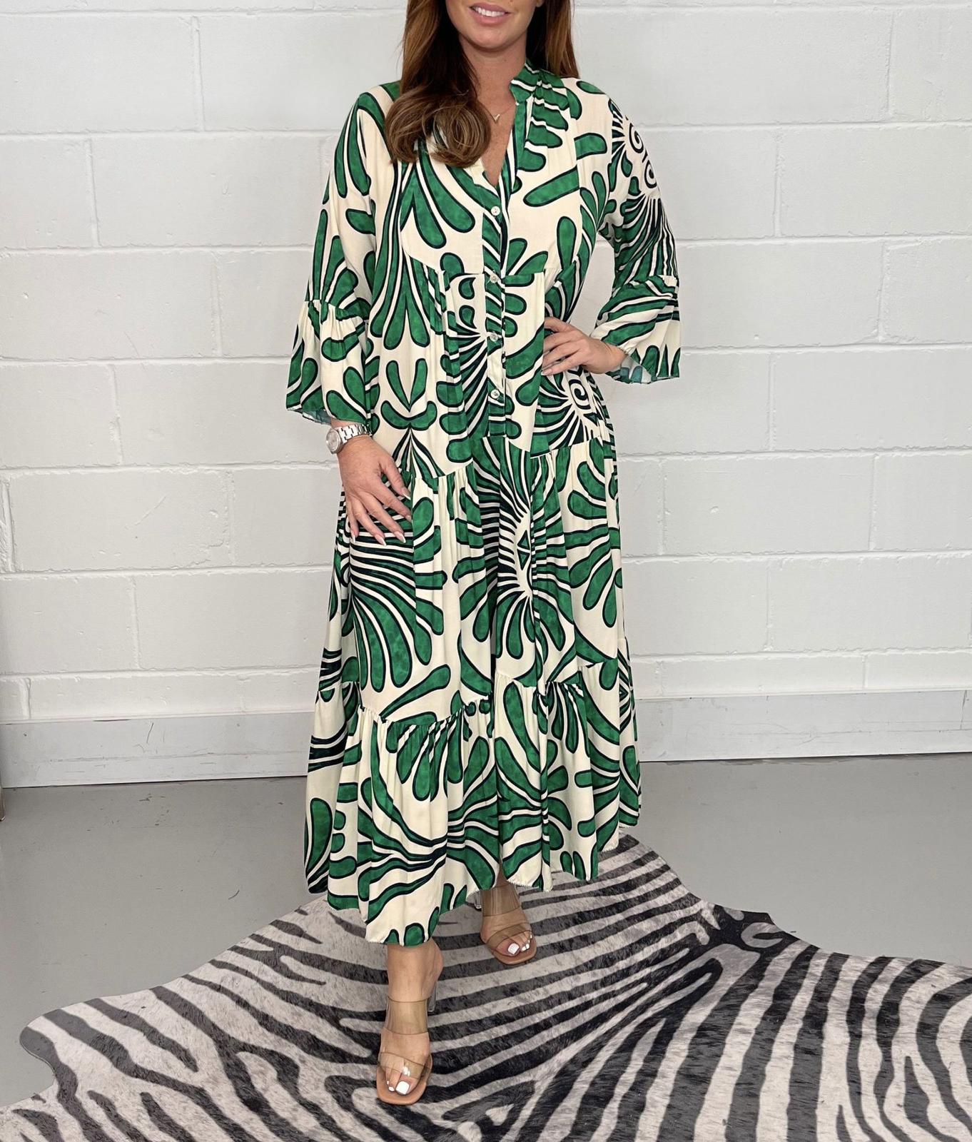 Fall Women's Printed Loose Casual Dresses B-88674 Fall Women's Printed Loose Casual Dresses B-88674