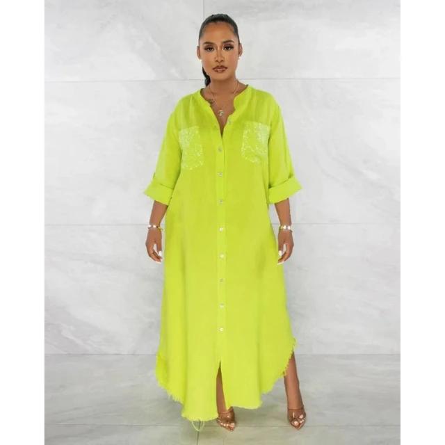 Women White Solid Long Sleeve Button Tassel Dresses 42876 Women White Solid Long Sleeve Button Tassel Dresses 42876