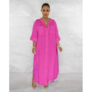 Women White Solid Long Sleeve Button Tassel Dresses B-104758 - Tuzzut.com Qatar Online Shopping