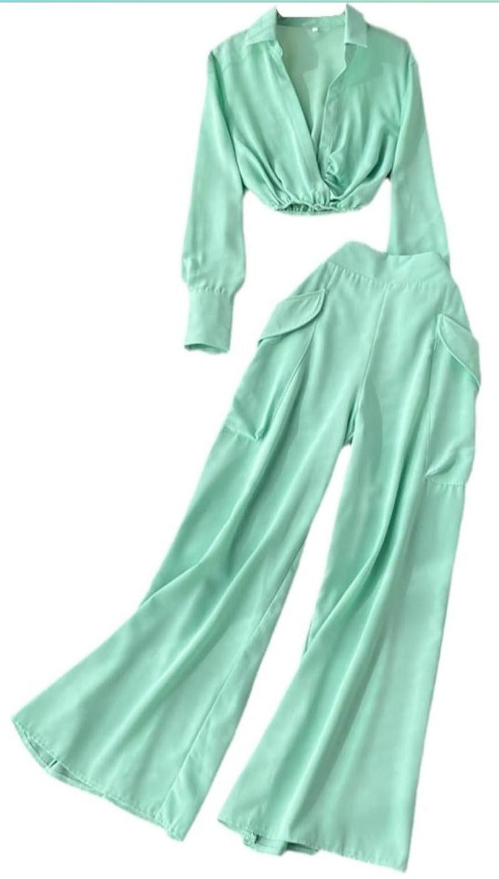 Women Outifits Long Sleeve Lapel Crop Top Office Shirt B-89254 Women Outifits Long Sleeve Lapel Crop Top Office Shirt B-89254