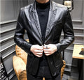 Men Leather Suits Jackets Blazers Coats New Fashion Male Slim Fit PU Overcoats L S4053121 - Tuzzut.com Qatar Online Shopping