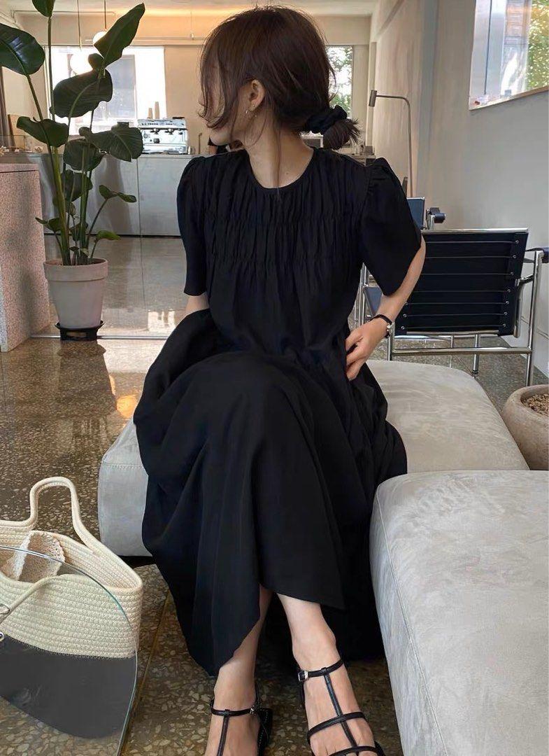 Namie Black Pleated Womens Dress B-108783 - Tuzzut.com Qatar Online Shopping