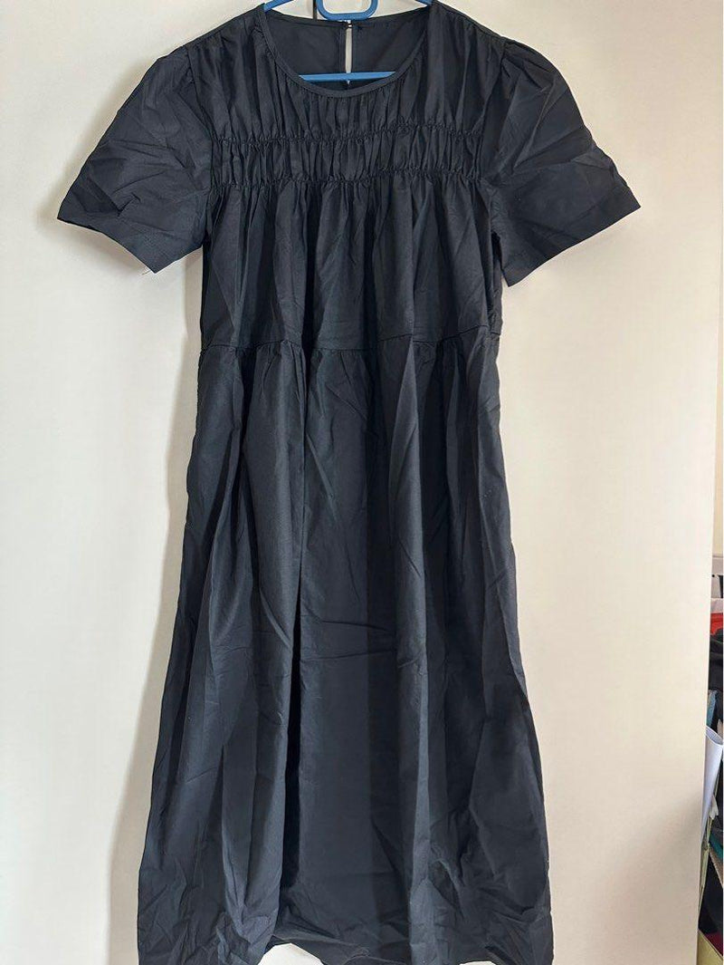 Namie Black Pleated Womens Dress B-108783 - Tuzzut.com Qatar Online Shopping