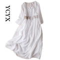 Women Round Neck Wrist Sleeve Vestidos Dress B-113389 - Tuzzut.com Qatar Online Shopping