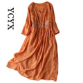 Women Round Neck Wrist Sleeve Vestidos Dress B-113389 - Tuzzut.com Qatar Online Shopping