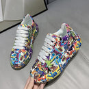 Women's Thick-soled Painted Graffiti Lace Up Sports Shoes 42258 - TUZZUT Qatar Online Shopping
