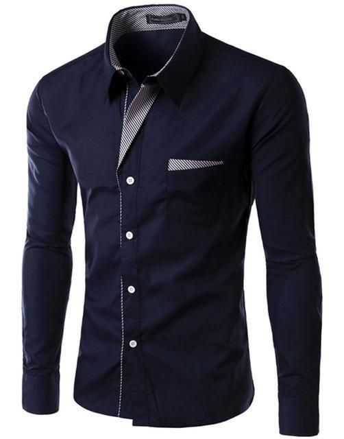 New Fashion Camisa Masculina Long Sleeve Shirt Men Slim fit Design Formal Casual Brand Male Dress Shirt L S4468309 - Tuzzut.com Qatar Online Shopping