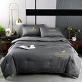 4 Piece Set Ice Silk Quilt Summer Comforter, Pillow Covers & Bed Sheet-Grey - TUZZUT Qatar Online Shopping