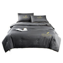 4 Piece Set Ice Silk Quilt Summer Comforter, Pillow Covers & Bed Sheet-Grey - TUZZUT Qatar Online Shopping